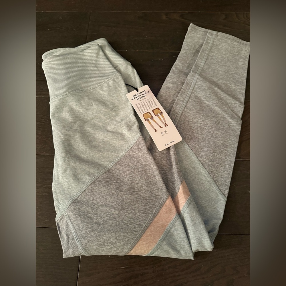 ALO Yoga Gray, Blue and Peach Alosoft High-Waist Leggings